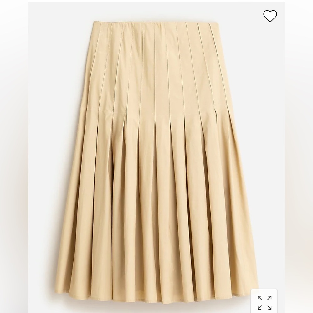 J. Crew Pleated cotton poplin midi skirt